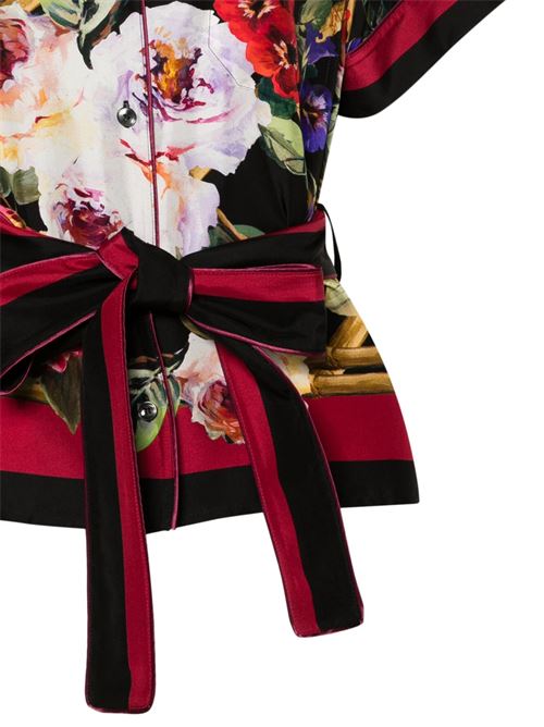 black/multicolour silk all-over floral print stripe Dolce & Gabbana | F5G67THI1RFHH4YA